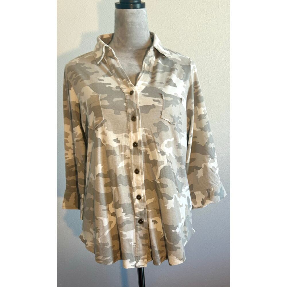 Caite Women's Camouflage Blouse - Cream - Picture 3 of 10
